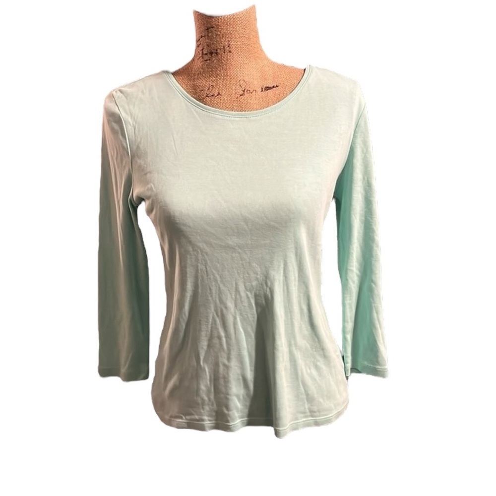 Charter Club mint green perfectly soft Pima cotton crew neck  3/4 sleeve tee